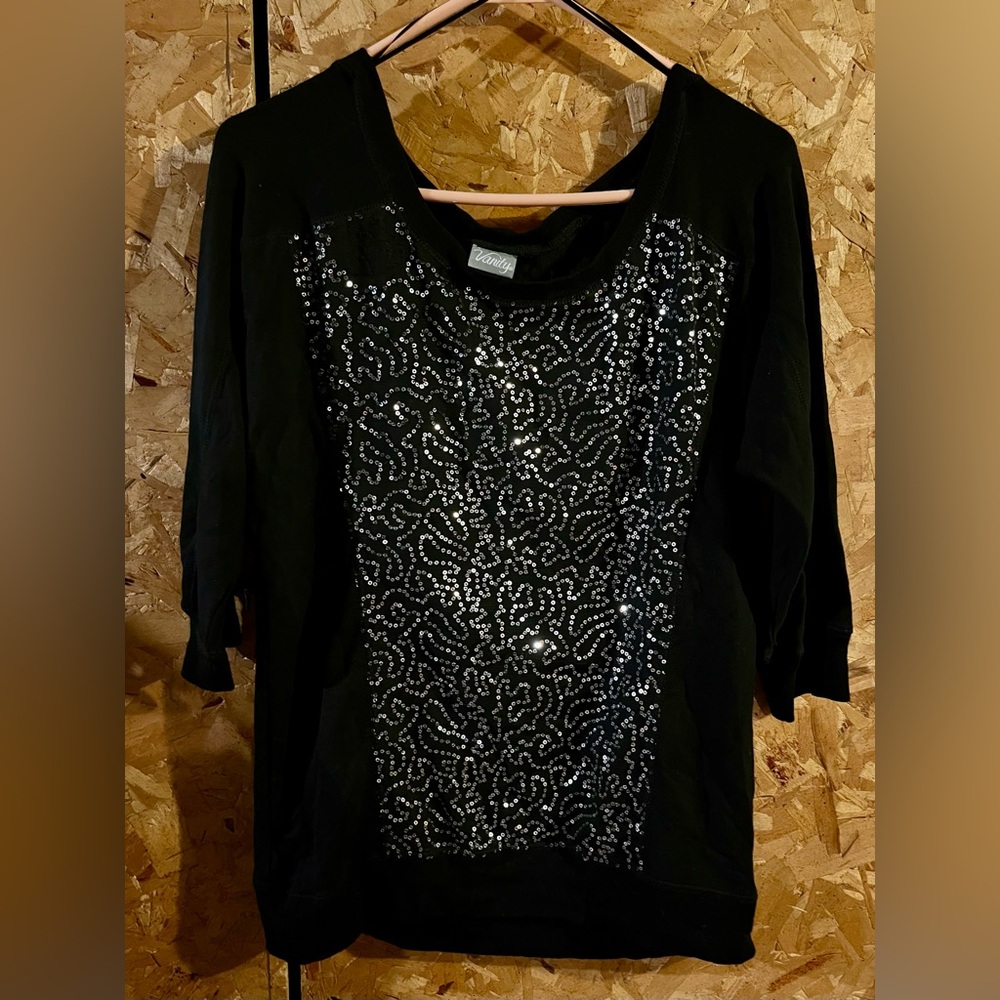 Vanity Black Sequin Blouse